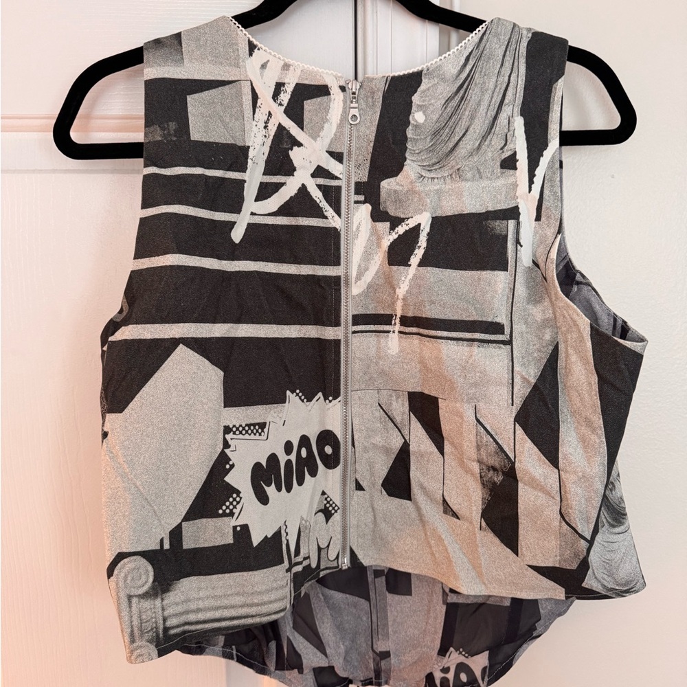 Miaou Black and Gray Abstract Campbell Corset Top - Picture 3 of 3